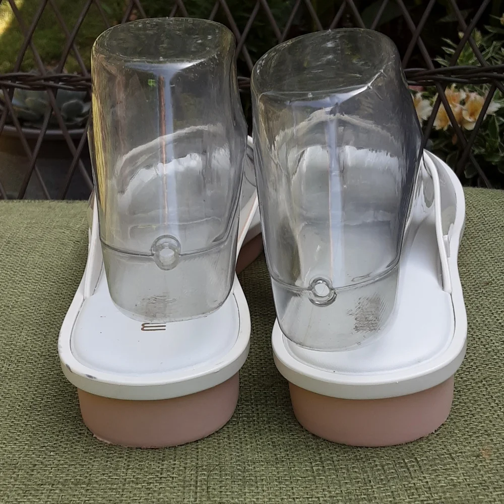 Melissa White and Pink Platform Thong Sandal Size 8.